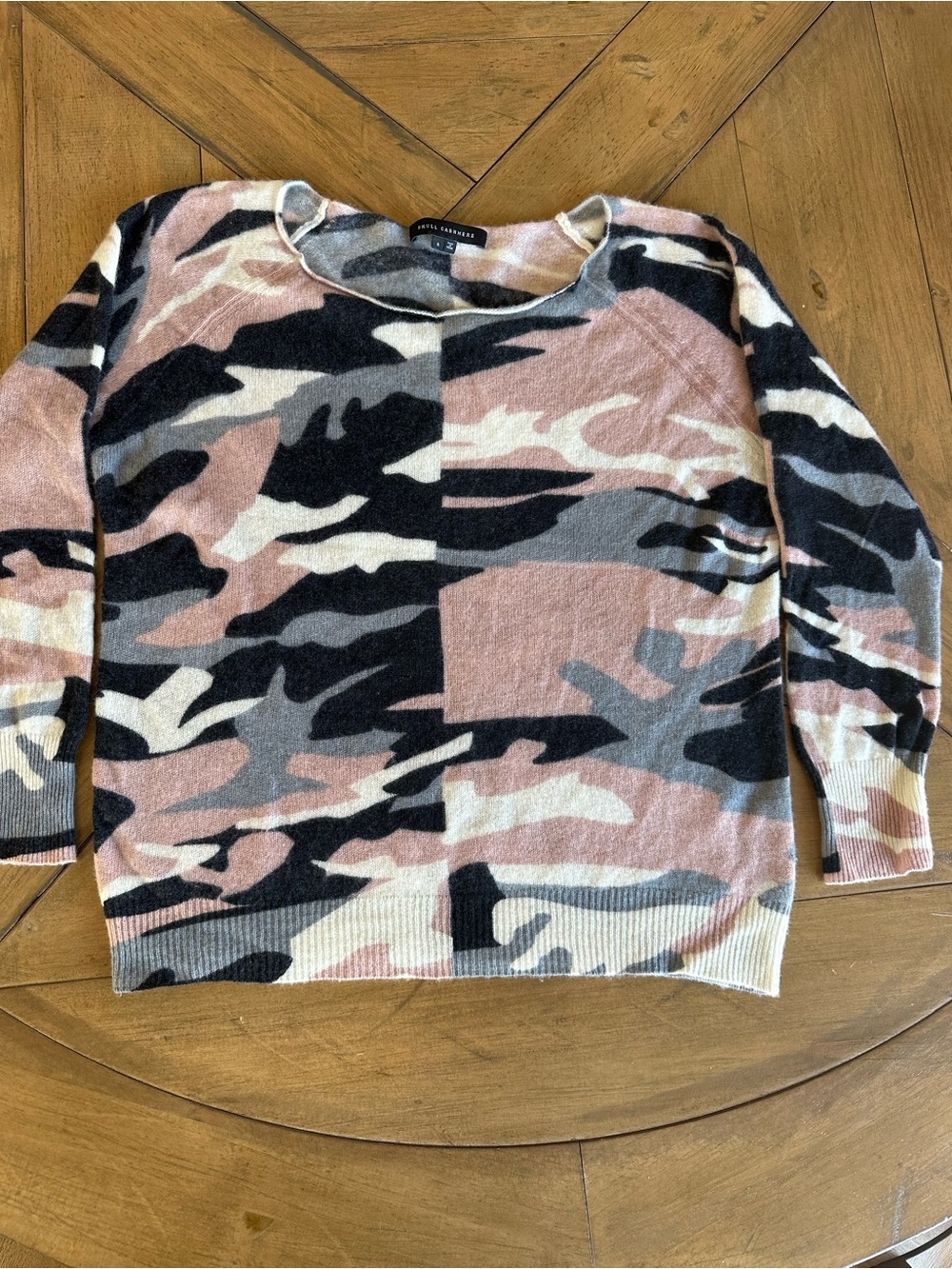 Skull Cashmere Scout Camo Sweater Pink Gray Streetwear Whimsigoth Relaxed Small - Picture 2 of 8